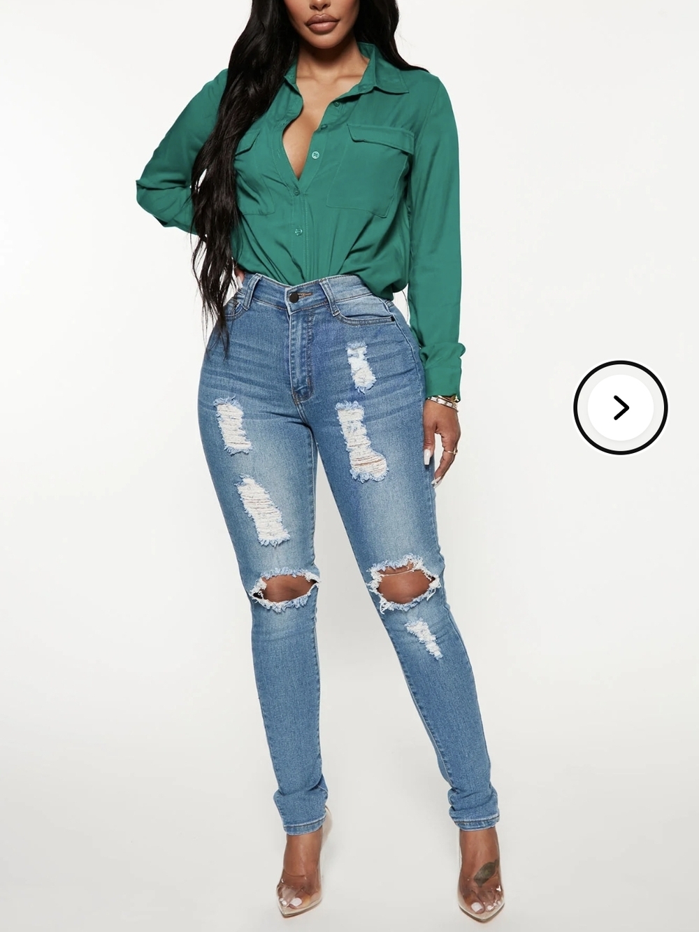 Fashion Nova Light Blue Distressed Skinny Jeans Sz 11 NWT